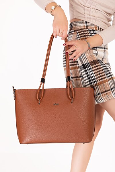 Gondol Women's Double Compartment Hand and Shoulder Bag Ald.6753 Tan