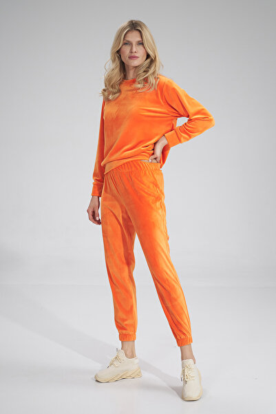 Figl Women's velvet sweatpants - Women's orange velvet M762 size S