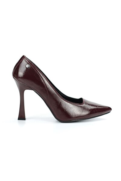 Gökhan Talay Odette Flexible Soft Non-Slip Sole (10 cm) Burgundy Patent Leather Women's Heeled Shoes