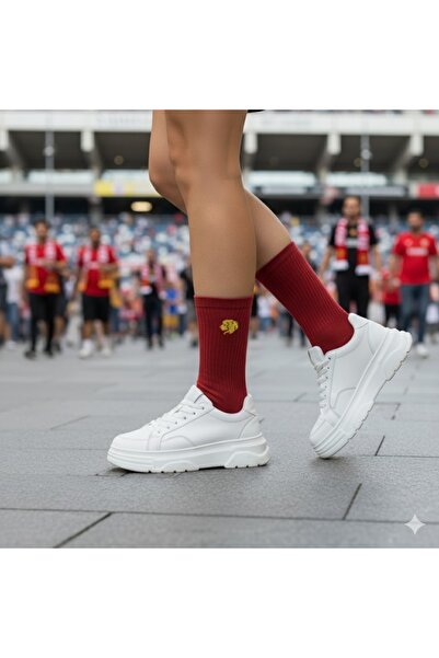 AYDK Unisex Vibrant Red Lion Logo Corded Fabric Cotton Casual Socks