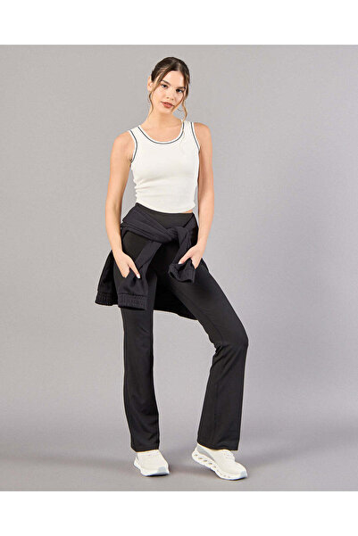 REDTAG Women Black Wide Leg Active Leggings