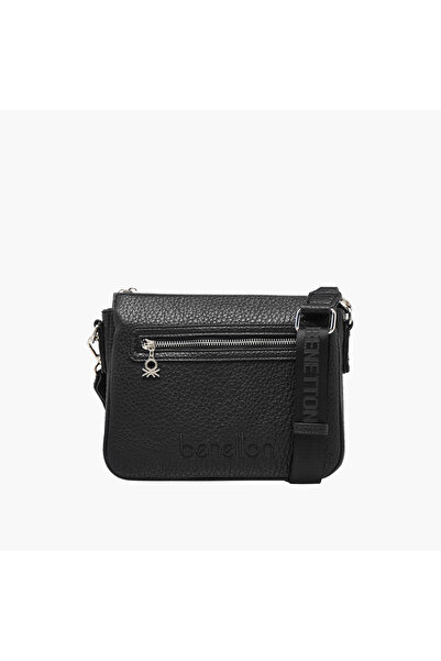 United Colors of Benetton UCB Textured Crossbody Bag with Detachable Strap