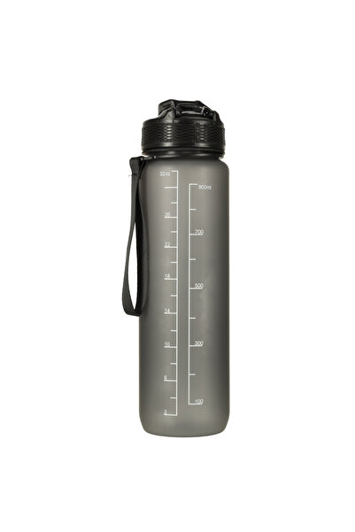 zola 1000 ml water bottle with straw, stickers, locking lid, time marker, durable handle, black