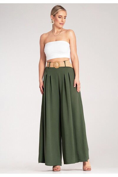 Figl Women's culottes - Belted pants - Green pants M1160 r. Universal