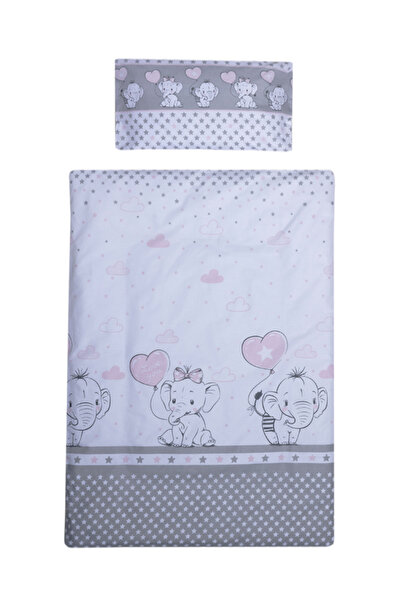 Beberoyal 5-piece cotton bedding set for 120x60 cm mattress — Love Elephants Pink
