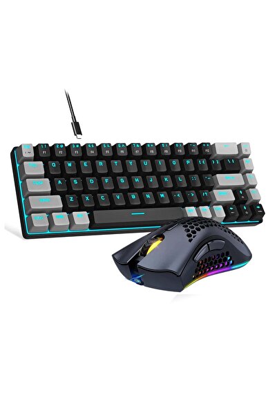 Timebox Pachet Gaming: Tastatură mecanică 60% (comutator roșu) + Mouse de gaming wireless RGB