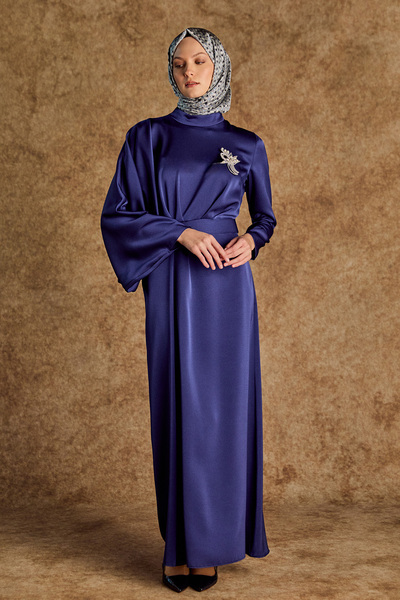 Setrms Drape Detaylı Saten Elbise