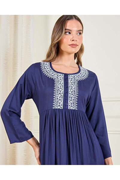 REDTAG Women Navy Embellished Nightgown