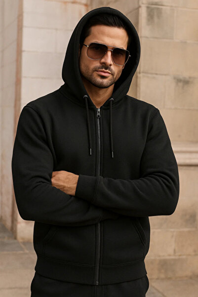 DAMGA JEANS Ανδρικό χειμερινό μπλουζάκι με τσέπες μαύρο oversized