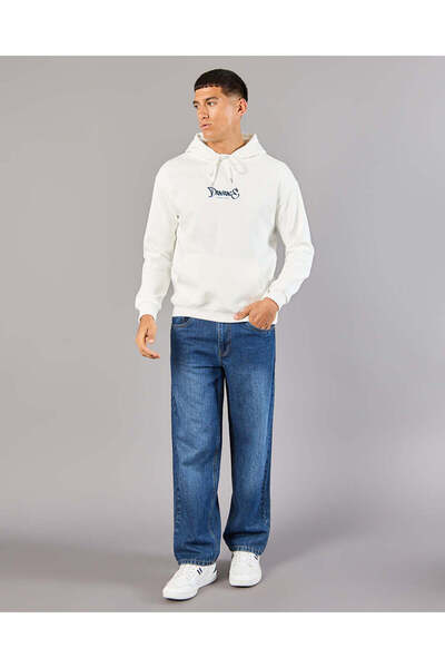 REDTAG Men Front & Back Embroidered Hooded Sweatshirt