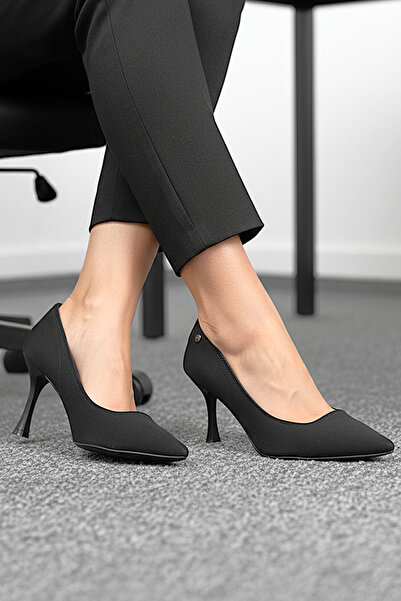 Gökhan Talay Jimena Flexible Soft Non-Slip Sole (8 cm) Black Suede Women's Heeled Shoes