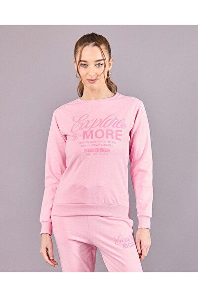 REDTAG Women Pink Printed Sweatshirt