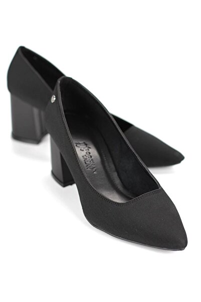 Gökhan Talay Nevra Flexible Soft Non-Slip Sole (7 cm) Black Suede Women's Thick Heeled Shoes