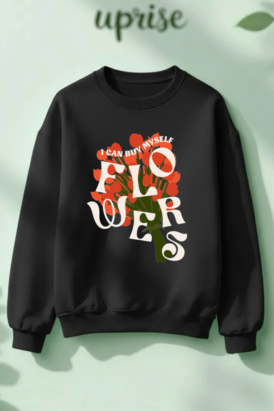 Vordevia Hanorac Flowers cu imprimeu Cotton 3 Thread B guler rotund O supradi...