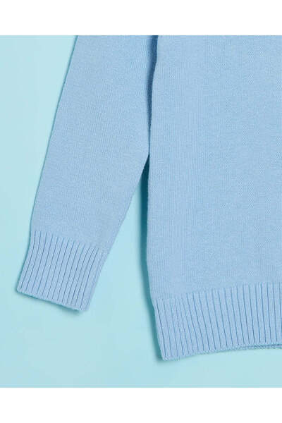 REDTAG Infant Girls Blue Round Neck Basic Sweater