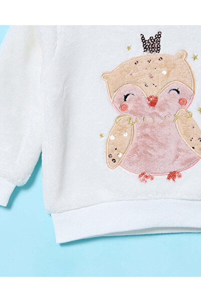 REDTAG Infant Girls Ivory Embellished Sweatshirt