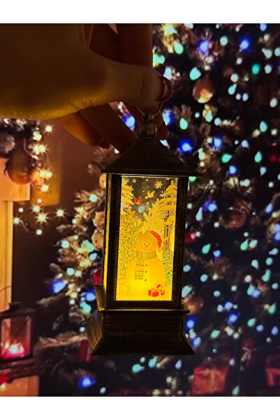 CHANCE GİFT Led Lighted Christmas Lantern Snowman Themed Christmas Lantern Tree Ornament Decorative Lighted Ornament