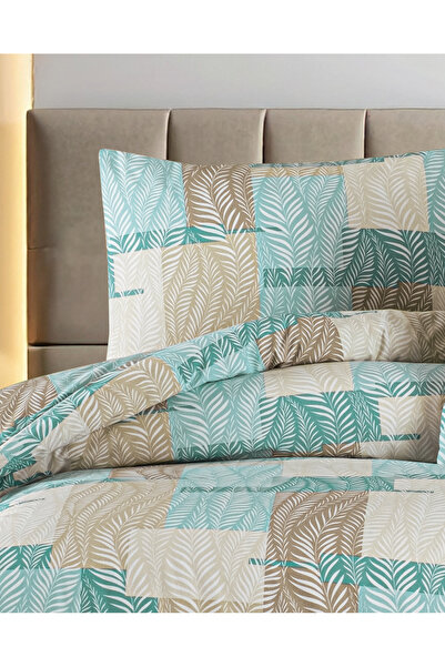 DONATEV Ece Ranforce Cotton Double Duvet Cover Set / Turquoise-Beige