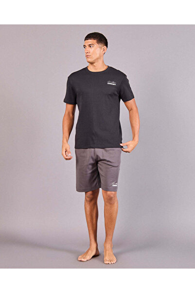 REDTAG Men Black And Charcoal Printed Pyjama Set (2 Piece)