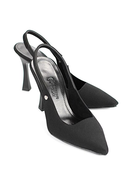 Gökhan Talay Margaret Flexible Soft Non-Slip Sole (10 cm) Black Suede Open Elastic Women's Thick Ball