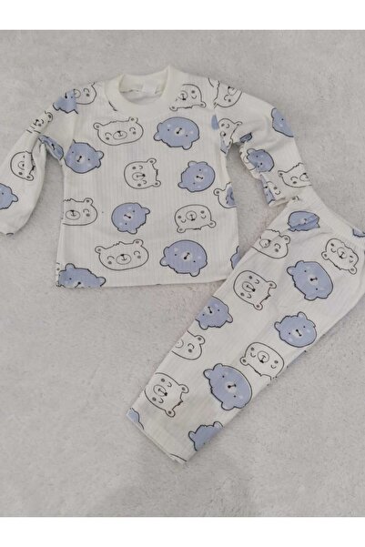 Store Blue Cute Teddy Bear Pajama Set Nightgown Newborn