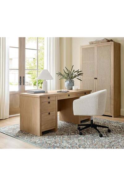 İZMİRMASİF Arion Masif Çalışma Masası – Doğal Ahşap, El İşçiliği, Geniş Depolama, Country Tasarım