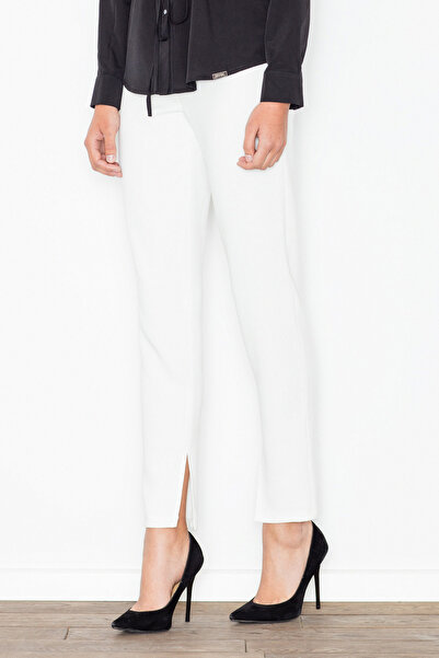 Figl Women's trousers with slits on the legs, ecru M474, size L