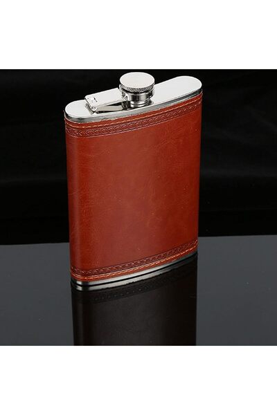 zola Metal pocket bottle,for hardness, brown, 240 ml, 13.5x9 cm