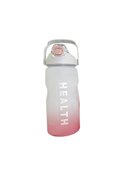 zola 1500 ml water bottle with straw, locking lid, ml marker, durable handle, white/pink