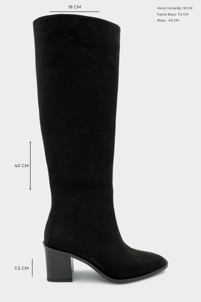 LAMİNTA Γυναικείες μπότες με τακούνι Volera Black Suede