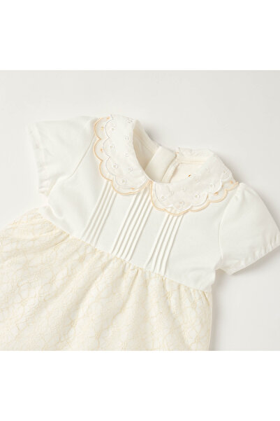 giggles Textured A-Line Dress with Short Sleeves