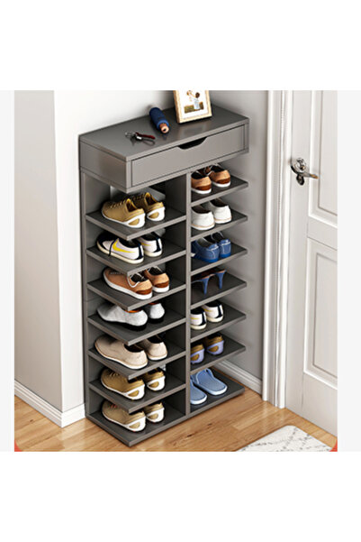 TodayShop Spacious double 7-tier shoe cabinet, elegant and versatile, gray