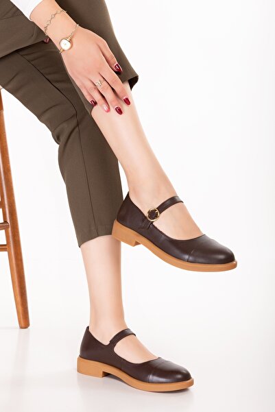 Gondol Παπούτσια μπαλαρίνας από γνήσιο δέρμα Daily Classic Loafer alb.406 Καφέ