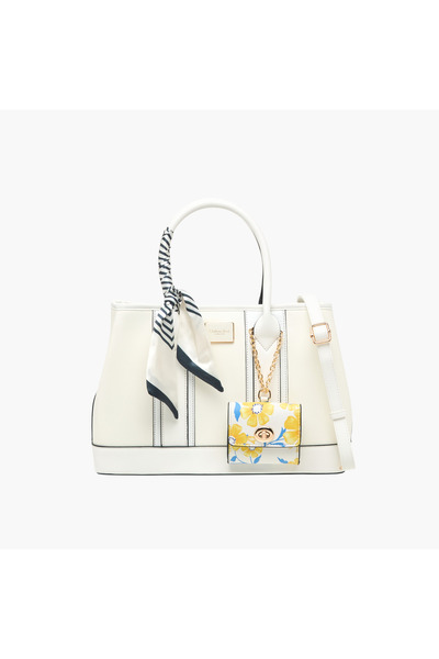 CHARLOTTE حقيبة توت ريد سكارف أكسنت مع جيب