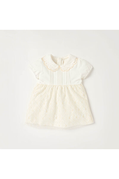 giggles Textured A-Line Dress with Short Sleeves