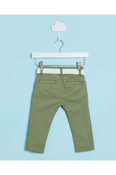 REDTAG Infant Boys Green Casual Trouser With Braided Belt