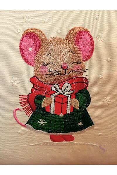 shules collection Bi̇anca Embroidered Ruffled Buldan Linen Pillowcase (43 X 43) 1 Piece Without Filling