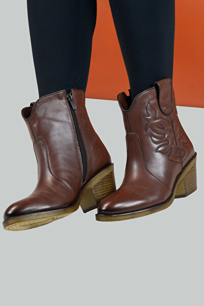 Burç Kadin Cilt Deri Kovboy Bot