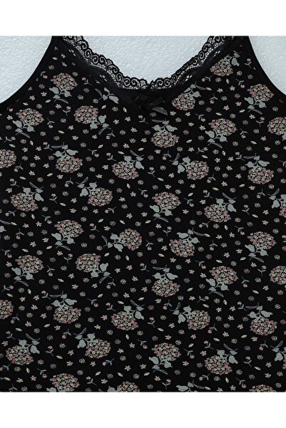 Modamorfo Lace Patterned Tank Top with Rope Straps - Black