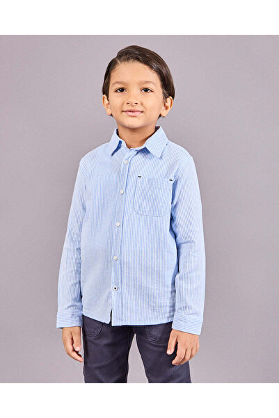 REDTAG Boys Blue Long Sleeve Striped Shirt