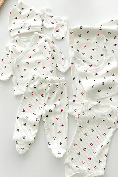 BYS BABY FASHION Organik Pamuklu 7'li Yenidoğan Kız Erkek Bebek Hastane Çıkış...