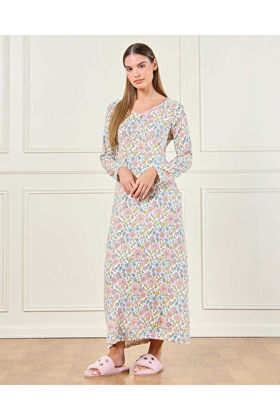 REDTAG Women Ivory Printed Nightgown