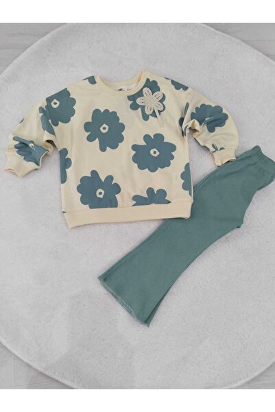 Store Papatya Printed Flared Girl's Top and Bottom Set