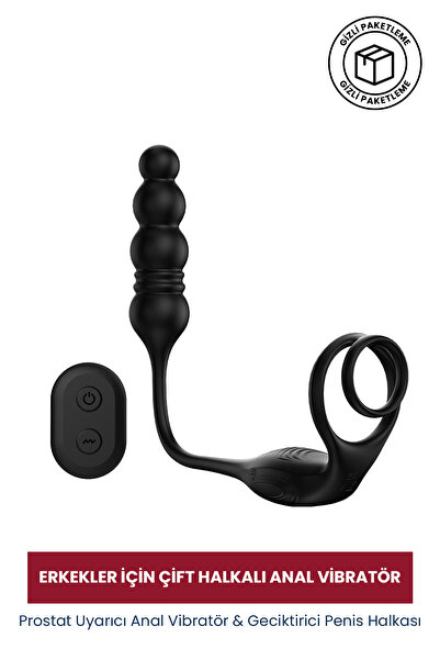 Rabixy Uyarıcı Anal Vibratör & Uzun Deneyim Penis Halkası, 9 Titreşim 9 İtiş Modu, Medikal Silikon