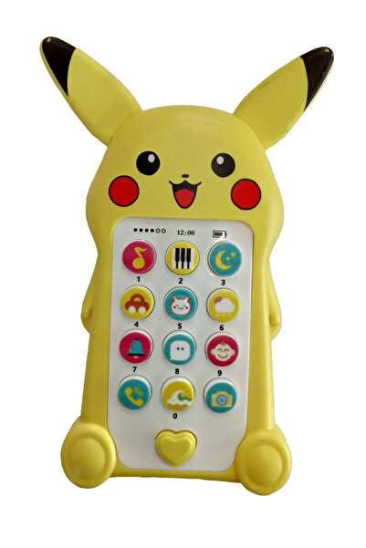 CT-TOYS Pikaçu Çok Fonksiyonlu Sesli Müzikli Oyuncak Telefon 15 cm == Pil Hed...