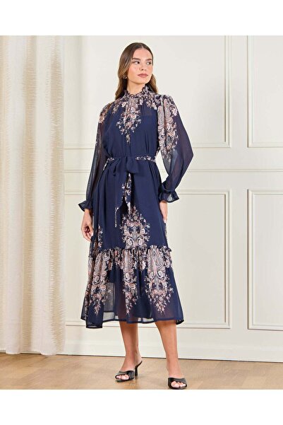 REDTAG فستان ماكسي نسائي أزرق داكن مطبوع