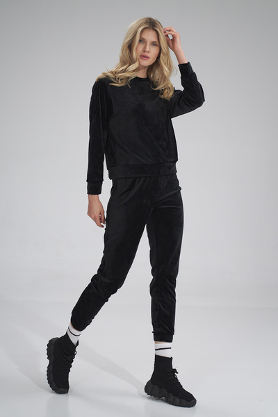 Figl Women's velvet sweatpants - Black velvet women's M762 size L