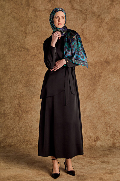 Setrms Kuşaklı Drape Detaylı Saten Elbise