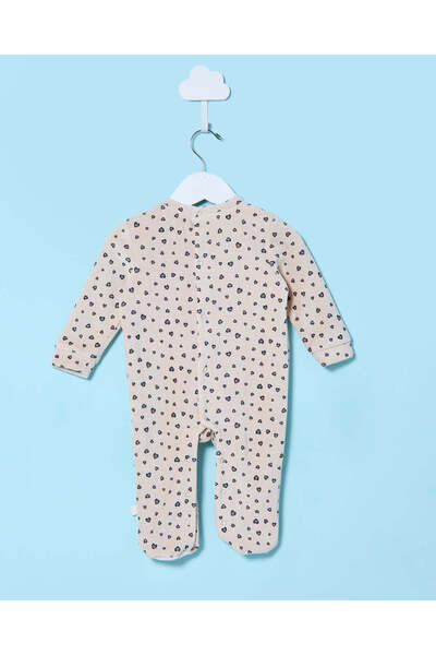 REDTAG Baby Beige Jacquard Velour Sleepsuit