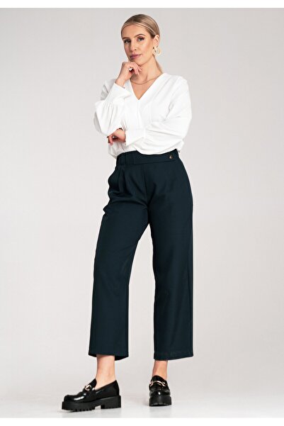 Figl Elegant women's 7/8 trousers - Women's suit trousers - Navy blue trousers M1132 size S/M